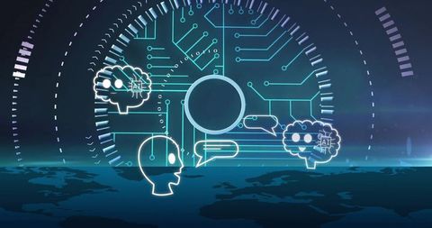 Futuristic AI Communication Concept with Digital Circuitry