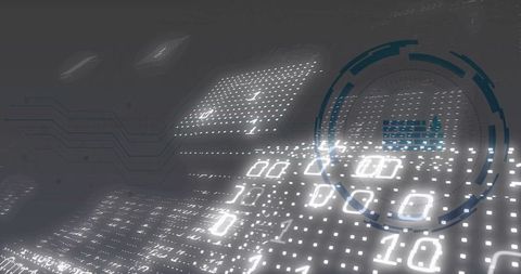 Digital Firewall Interface and Cybersecurity Concept with Binary Data