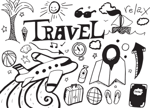 hand drawn travel doodles on transparent background - Download Free Stock Videos Pikwizard.com