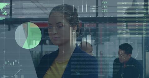 Modern Business Woman Analyzing Financial Data in Futuristic Workspace - Download Free Stock Images Pikwizard.com