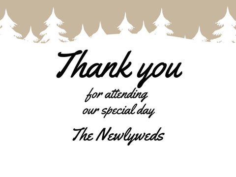 winter wedding thank you card with snowy trees background - Download Free Stock Templates Pikwizard.com