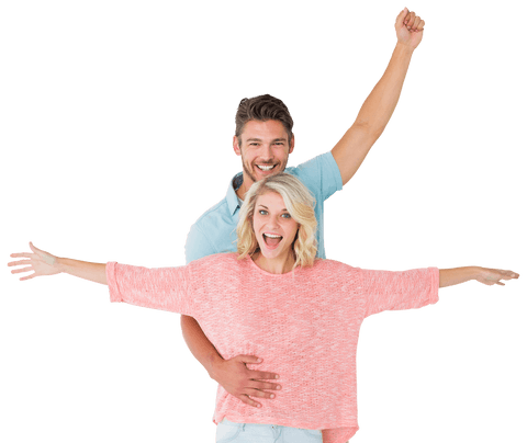 Transparent Cheerful Couple Celebrating a Joyful Moment