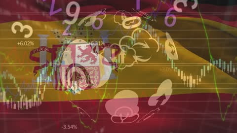 Spanish Economy Concept with Data and Charts Overlay