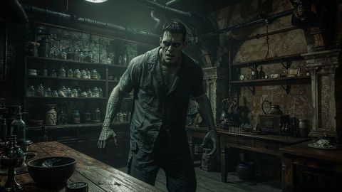 Frankenstein Creature Energizes Underground Laboratory