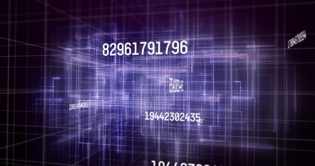Image of changing numbers over violet and black space. global business, finance, economy and technology concept digitally generated image.