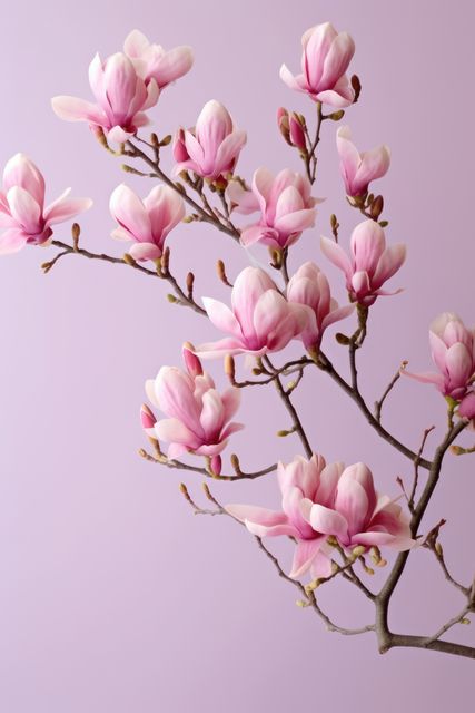 Pink magnolia flowers on pink background, created using generative ai technology - Download Free Stock Photos Pikwizard.com
