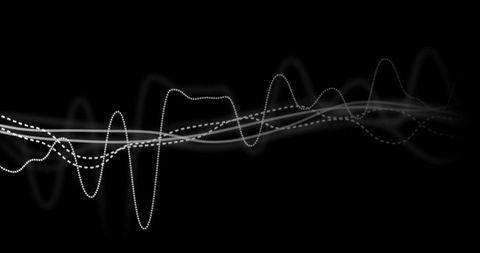 Dynamic Monochrome Waveform Pulses on Black Canvas