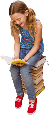 Young Girl Enthusiastic About Reading Transparent Background - Download Free Stock Videos Pikwizard.com