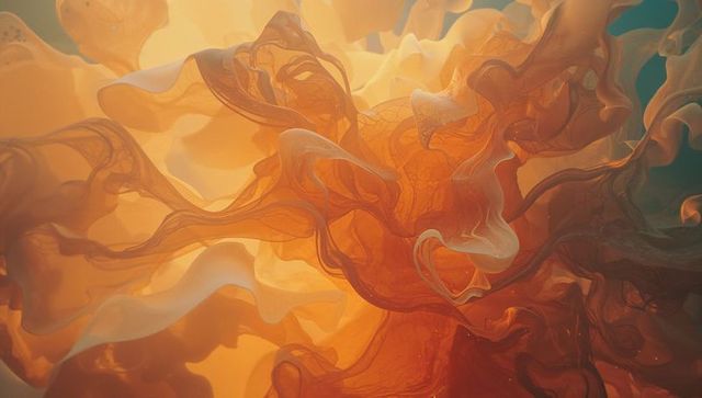 Vibrant Abstract Ribbons Swirling with Orange and Teal Hues