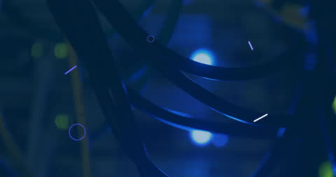 Futuristic Animation of Glowing Shapes in Server Room