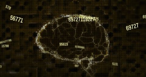 Digitized Brain Visual with Evolving Numbers - Download Free Stock Images Pikwizard.com