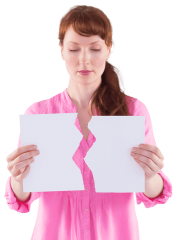 woman in pink holding torn paper with transparent background - Download Free Stock Videos Pikwizard.com