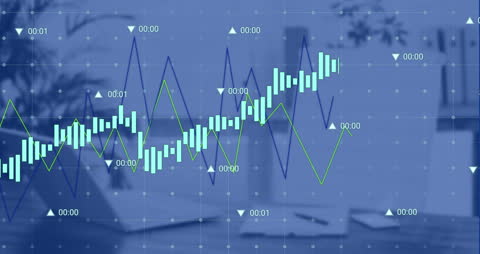 Financial Data Processing Animation Over Modern Office