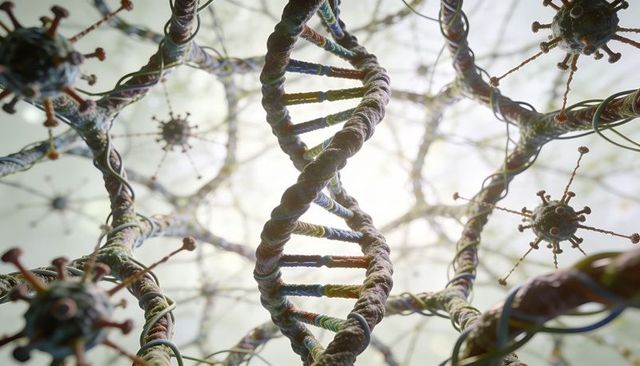 Illuminating dna double helix entwining with virus-like particles in molecular network