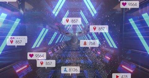 Digital Human Interface with Social Media Metrics Overlay - Download Free Stock Images Pikwizard.com