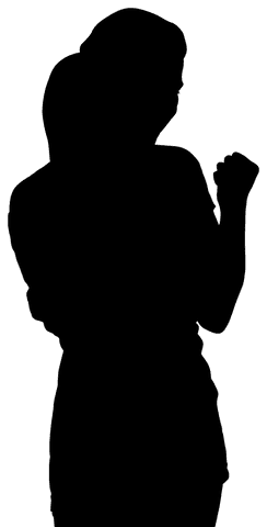 Silhouette of woman in casual pose on transparent background