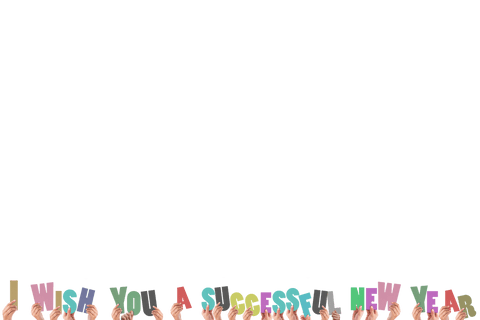 Raised Hands with Colorful New Year Wishes on Transparent Background - Download Free Stock Videos Pikwizard.com