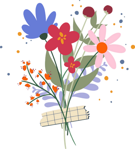 Transparent Background of Vibrant Minimalist Flower Bouquet