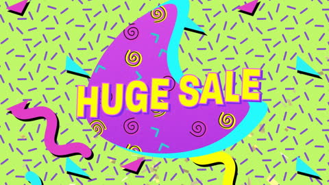 Retro Style Huge Sale Announcement with Vibrant Patterns