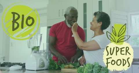 Senior Couple Enjoying Fresh Super Foods Together