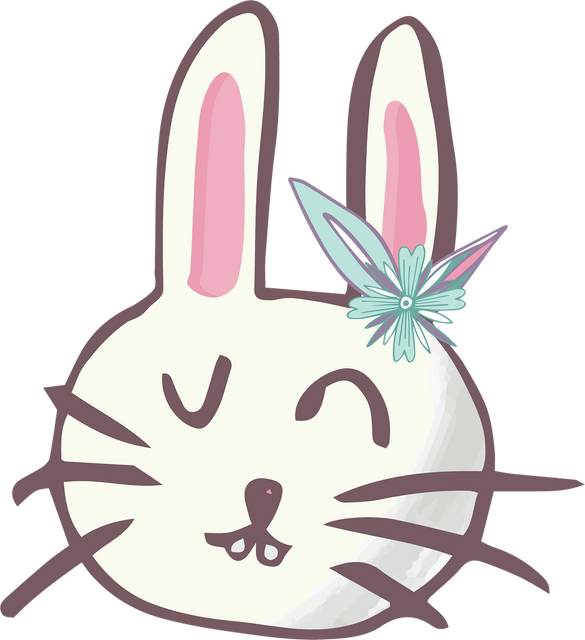 Adorable Winking Rabbit Face: PNG Transparent Illustration with Flower - Download Free Stock Videos Pikwizard.com