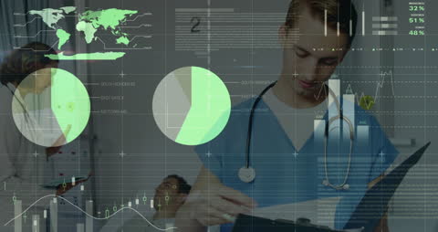 Medical Professionals Analyzing Digital Data Interface