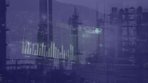 Digital Interface with Bar Graph over Industrial Background