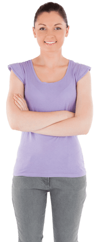smiling caucasian woman with arms crossed on transparent background - Download Free Stock Videos Pikwizard.com