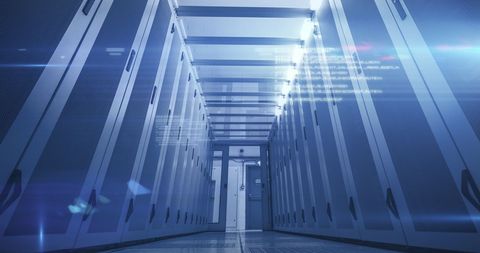 High-Tech Server Room with Digital Data Streaming - Download Free Stock Images Pikwizard.com