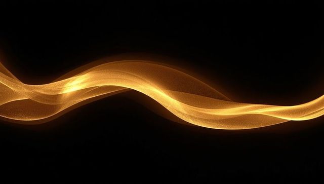 Golden ribbon of light flowing across digital canvas