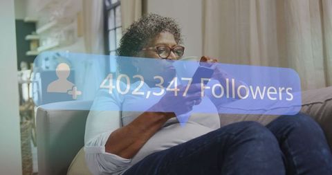 Senior Woman Engaging with Global Social Media