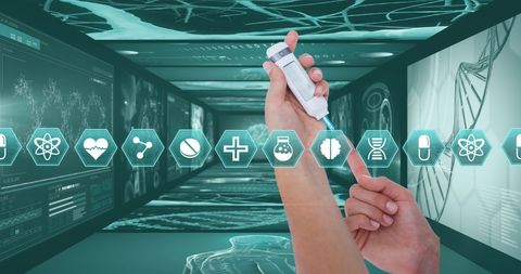 Digital health technology glucose testing in futuristic setting