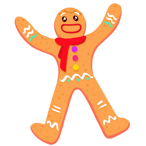 cheerful gingerbread cookie with scarf on transparent background - Download Free Stock Videos Pikwizard.com