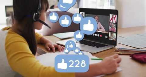 Girl engaging in virtual class on online learning platform