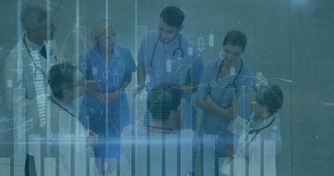 Doctors Analyzing Data with Technology Overlays