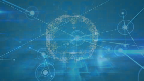 Futuristic Digital Brain Hologram with Interconnecting Dots and Lines