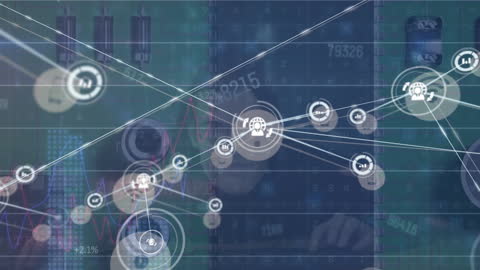 Cybersecurity Concept with Animation of Digital Network Connections