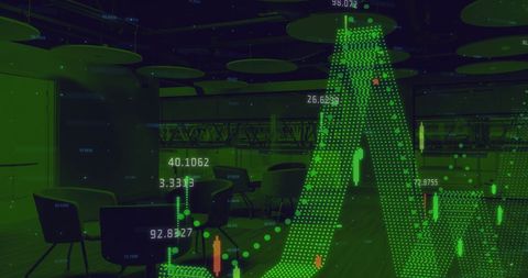 Digital finance visualization in modern office setting