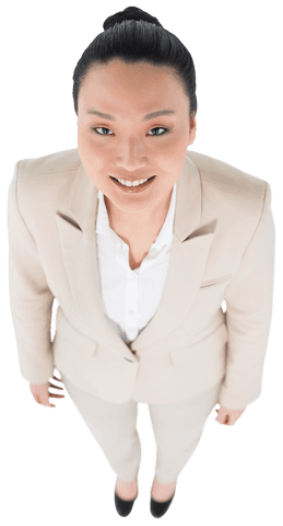 Confident Smiling Asian Businesswoman on Transparent Background
