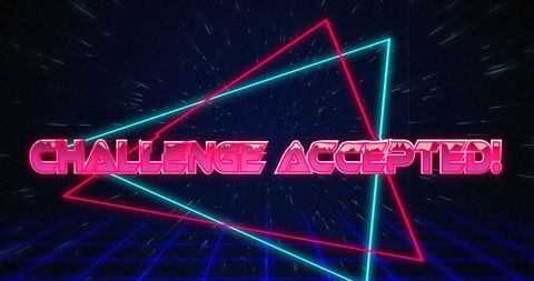 Retro Glitch Art with Challenge Accepted Text - Download Free Stock Images Pikwizard.com