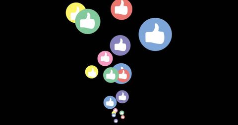 Floating multicolored like icons on black background