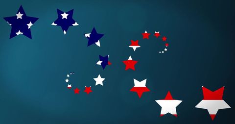 American Flag Stars in Motion on Blue Background