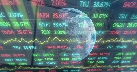 Globally interactive financial ticker screen background