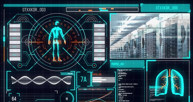 Futuristic Medical Interface with Human Body and Data Analysis - Download Free Stock Images Pikwizard.com