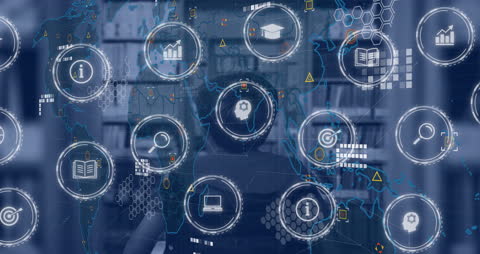 Global Network Connections in Learning and Data Processing Animation