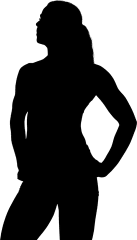 Transparent silhouette of a woman exercising with athletic stance