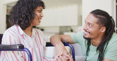 Interracial Couple Cherishing Time in Modern Living Room