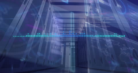 Futuristic Digital Data Processing in Advanced Server Room