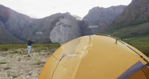 Outdoor Adventure Merges with AR Technology in Rugged Landscape