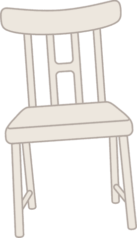 Flat transparent wooden chair illustration with minimalist design